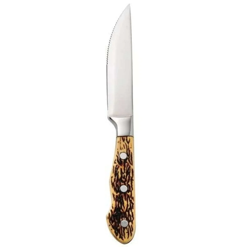 WALDO Steak Knife Serrated Blade Bone‎ Handle Silver Metal